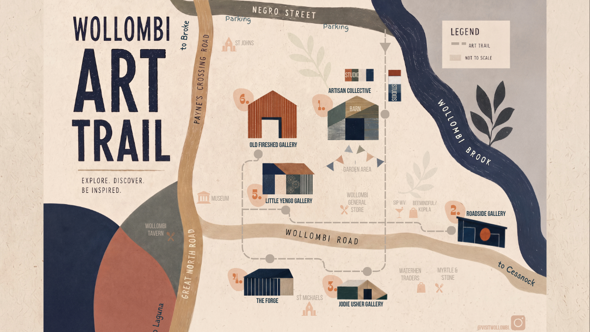 PRESS RELEASE: Beyond the vines: Hunter Valley village launches permanent art trail Wollombi’s six independent galleries now share a single visitor map — a year-round companion to the biennial Wollombi Valley Sculpture Festival, opening 12 September