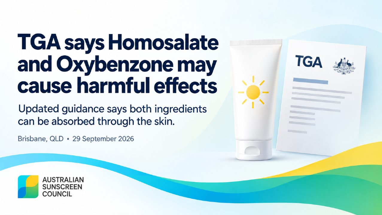 PRESS RELEASE: TGA Says Homosalate and Oxybenzone Can Be Absorbed Through the Skin and “May Cause Harmful Effects”
